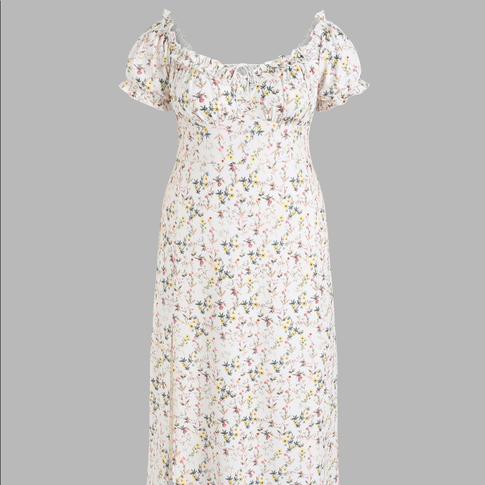 Ditsy Floral Puff Sleeve Maxi Cider Dress